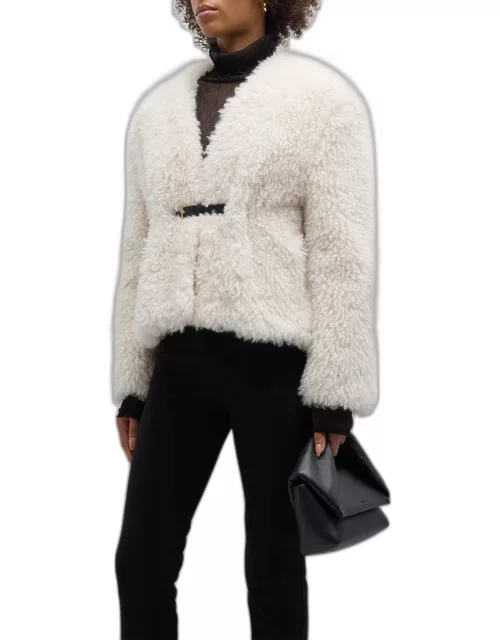 Belted Faux-Shearling Coat