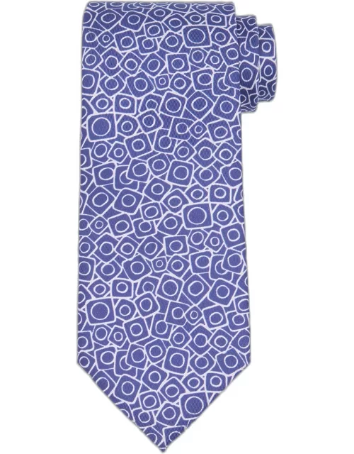 Men's Geometric-Print Silk Tie