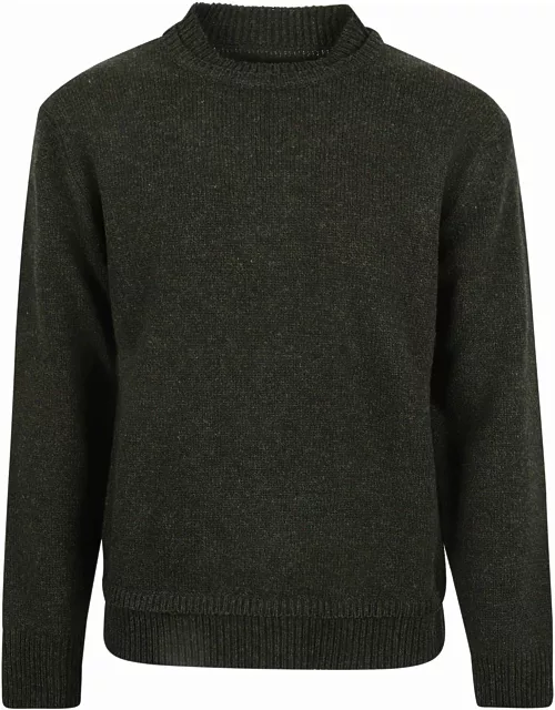 Maison Margiela Rear Logo Padded Shoulder Rib Trim Sweater
