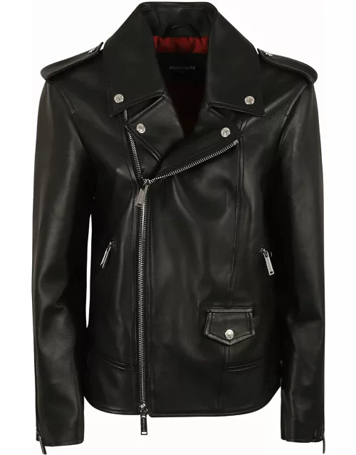 Dsquared2 Black Leather Boyfriend Jacket