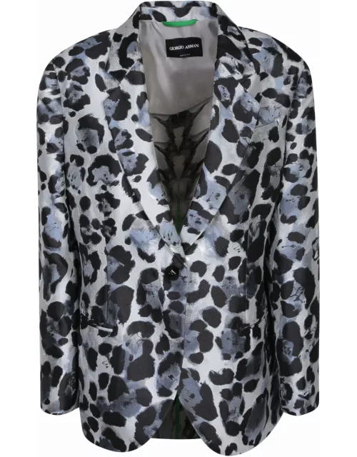 Giorgio Armani Single-breasted Leopard Print Blazer