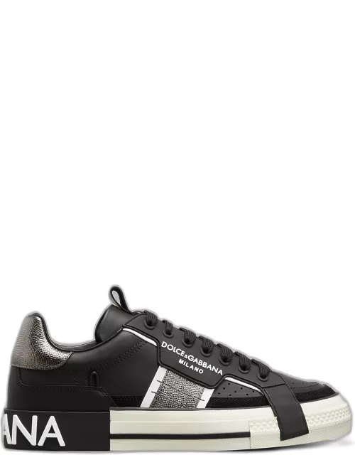 Men's Portofino Metallic Leather Low-Top Sneaker