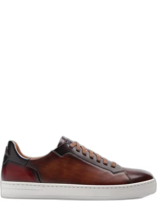 Men's Burnished Leather Low-Top Sneaker