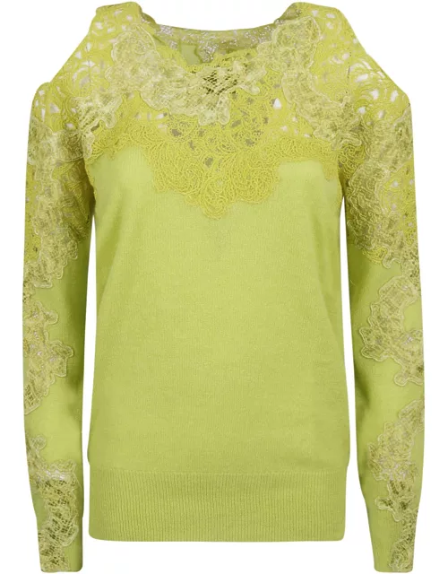 Ermanno Scervino Lace Paneled Cut-out Detail Sweater