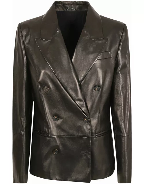 Brunello Cucinelli Double-breasted Leather Blazer Jacket
