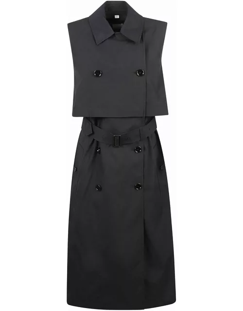 Burberry Double-breast Sleeveless Belted Dres