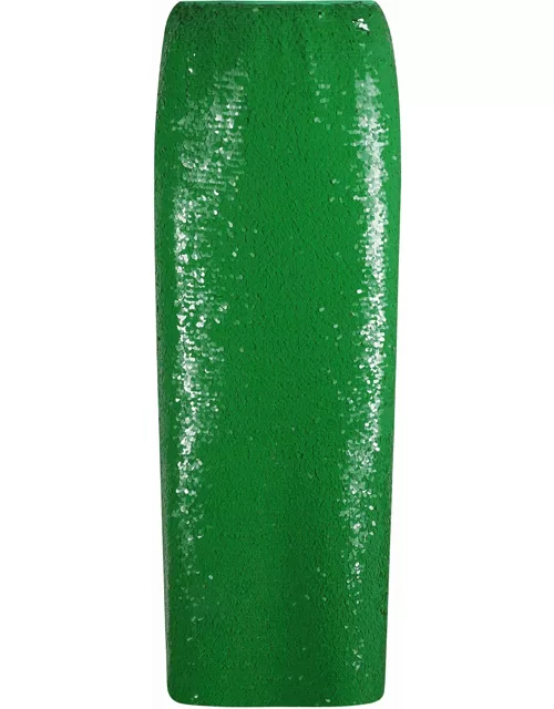 Tory Burch Green Sequined Long Skirt