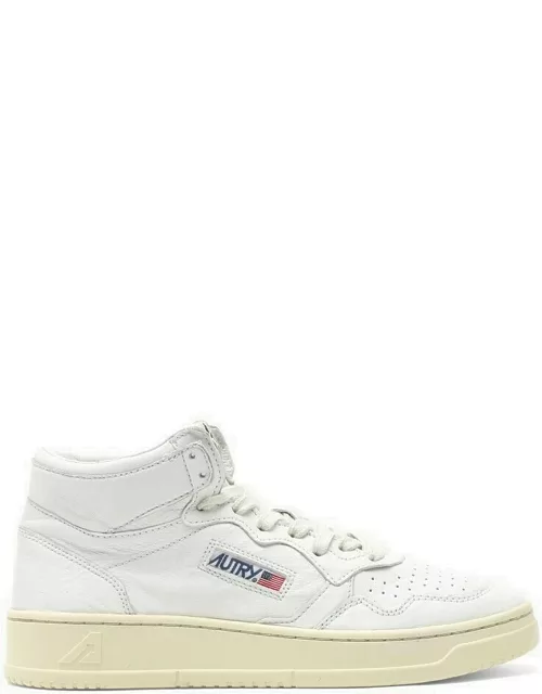White leather high-top sneaker