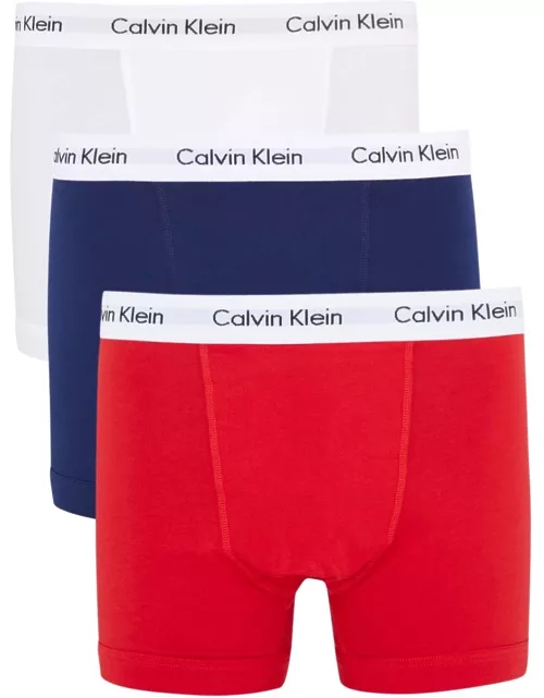 Calvin Klein Stretch-cotton Trunks - Set Of Three - RED