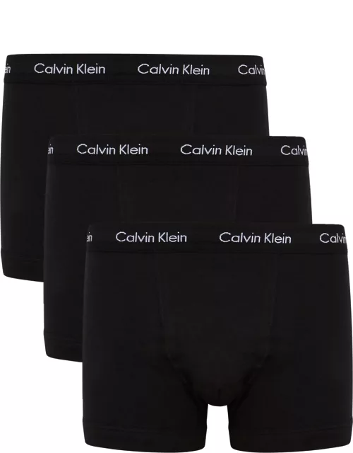 Calvin Klein Black Stretch-cotton Trunks - Set Of Three - Bright Black