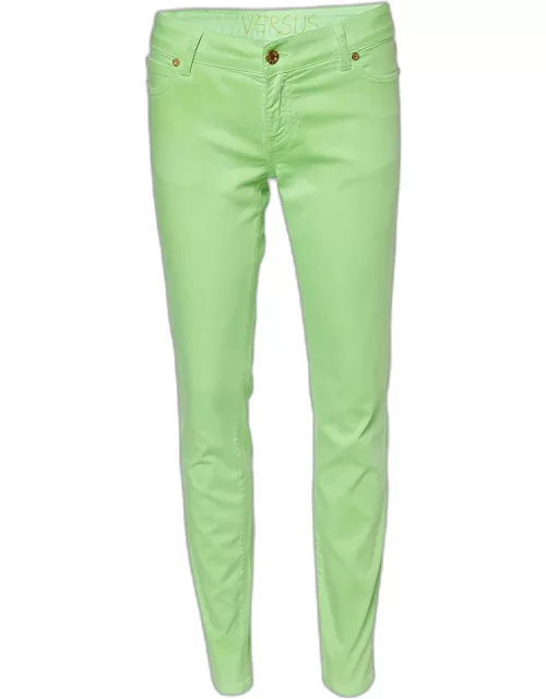 Versus Versace Neon Green Cotton Tapered Jeans