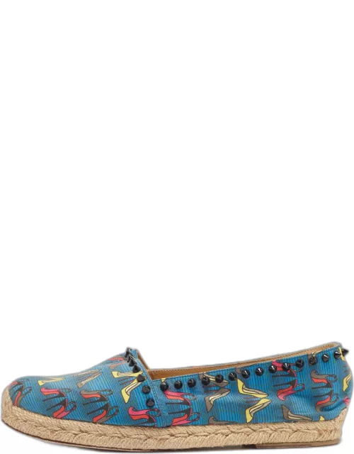 Christian Louboutin Blue Printed Canvas Ares Espadrille Flat