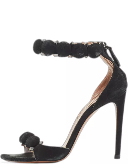 Alaia Black Suede Bombe Ankle Strap Sandal