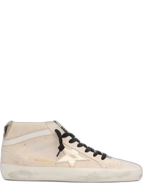Mid Star Mixed Leather Wing-Tip Sneaker