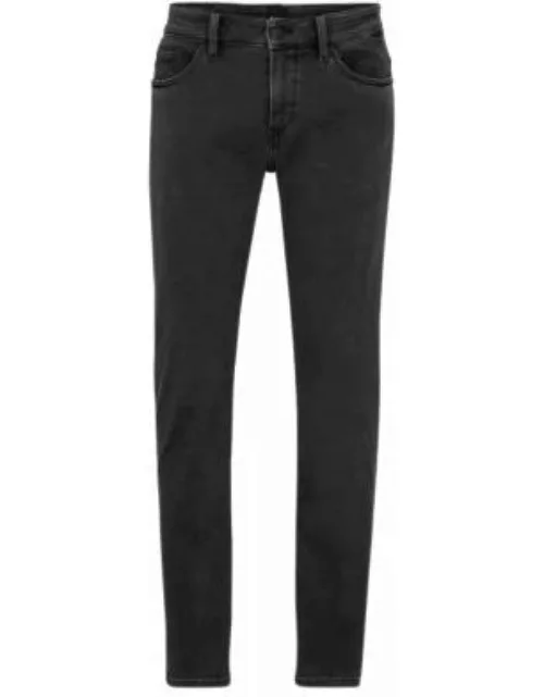Slim-fit jeans in black stretch denim- Silver Men's Jean