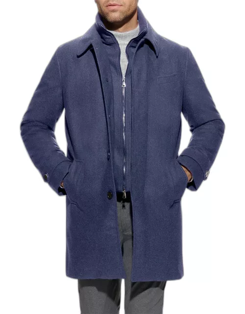 Men's Wool Euro Coat with Detachable Bib