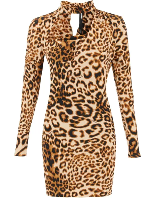 Rotate by Birger Christensen Leopard Printed Jersey Mini Dres