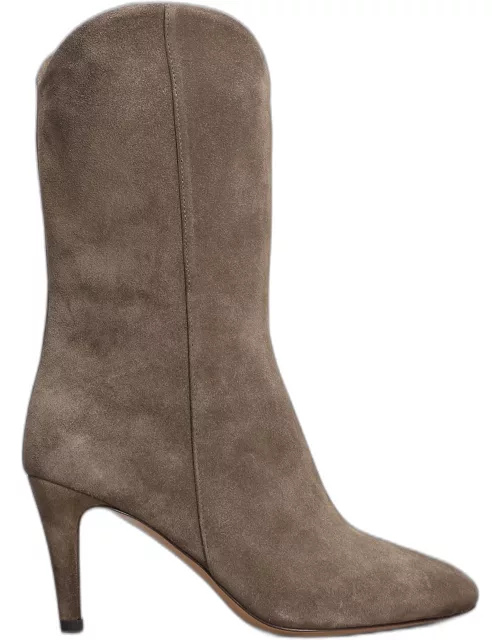 The Seller High Heels Ankle Boots In Taupe Suede