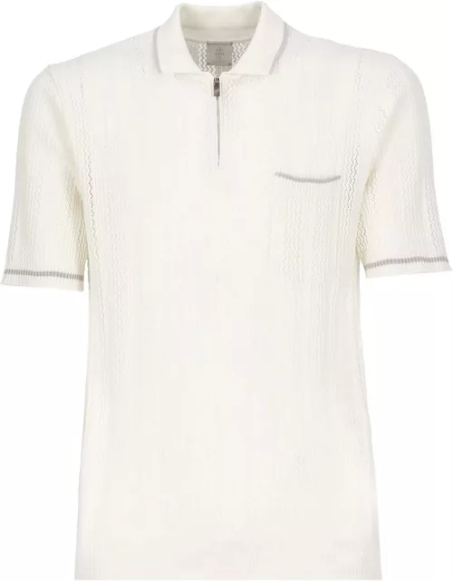 Eleventy Cotton Polo Shirt With Zip