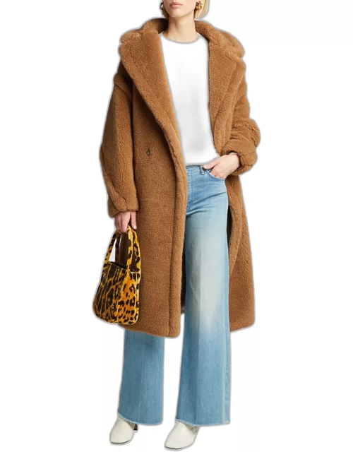 Double-Breasted Camel Hair Blend Teddy Coat