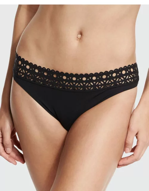 Ajourage Couture Laser-Cut Low-Rise Swim Bikini Bottom