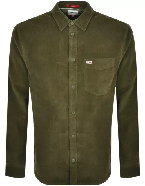 Tommy Jeans Long Sleeved Corduroy Shirt Green