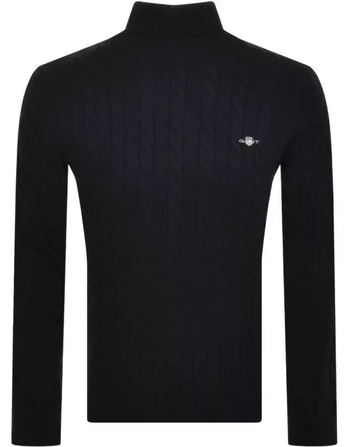 Gant Classic Cable Knit Turtle Neck Jumper Navy