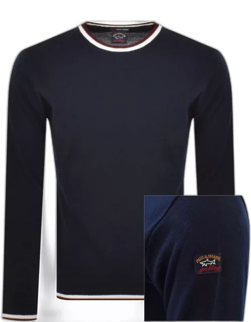 Paul And Shark Round Neck Knit Jumper Navy