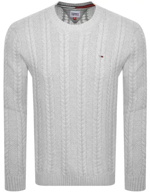 Tommy Jeans Regular Cable Knit Jumper Grey