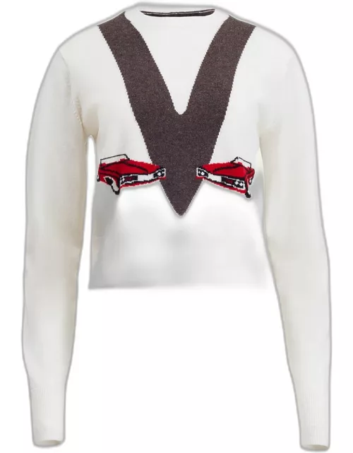 Mavis Red Convertible Jacquard Cashmere Sweater