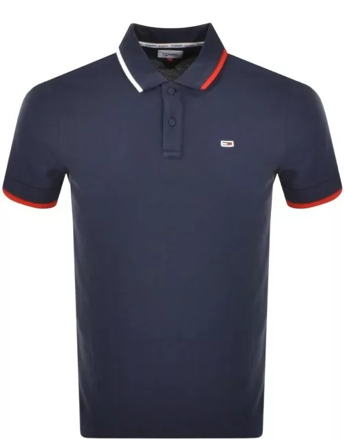 Tommy Jeans Flag Neck Polo Shirt Navy