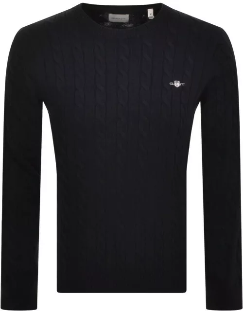 Gant Classic Cotton Cable Knit Jumper Navy