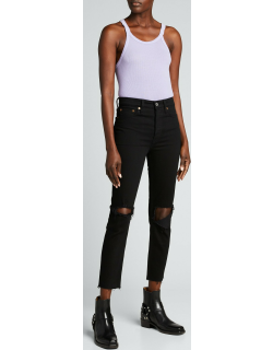 High-Rise Skinny Frayed Ankle Jeans