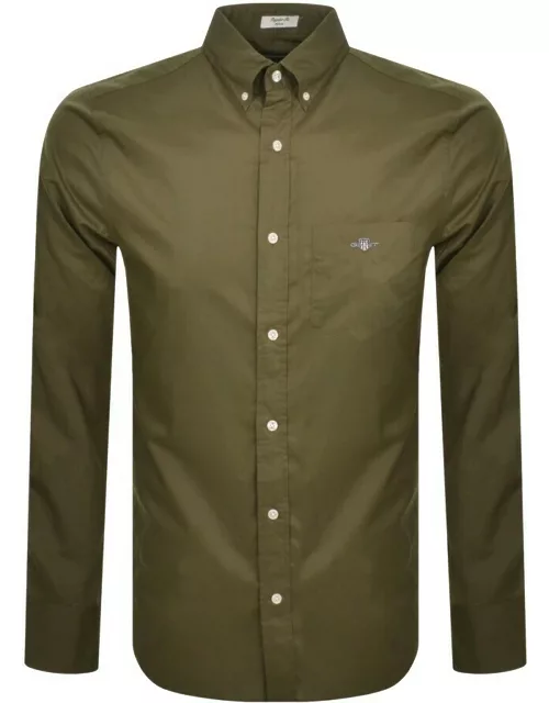 Gant Regular Long Sleeved Poplin Shirt Green