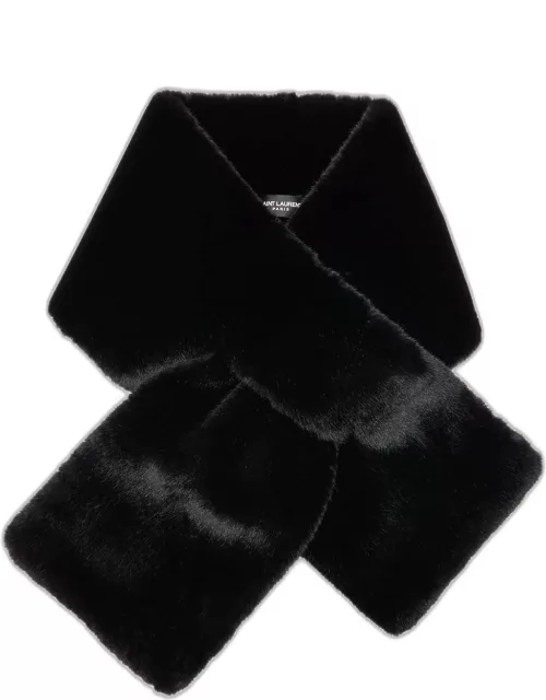 Black Faux Fur Pull-Through Scarf