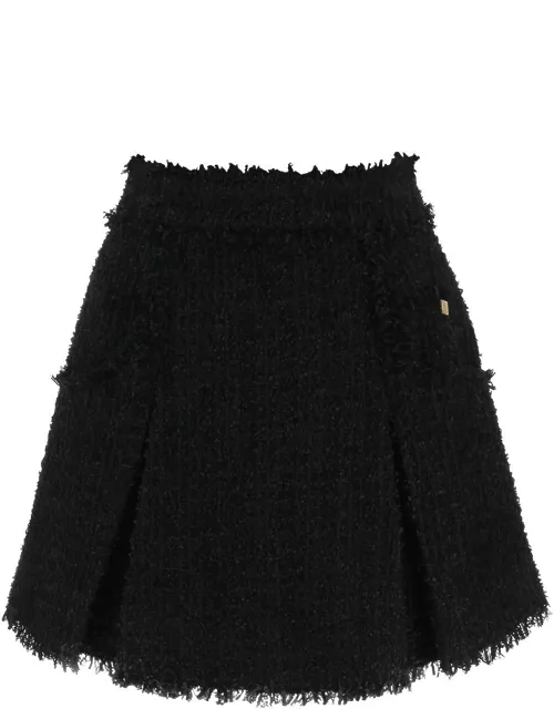 BALMAIN Flared tweed mini skirt