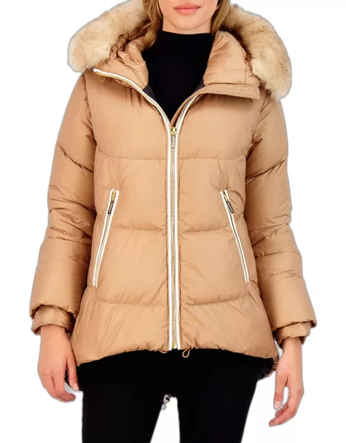 Apres-Ski Puffer Jacket With Detachable Toscana Lamb Shearling Hood Tri