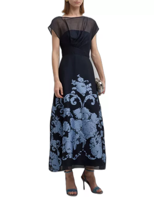Evelyn Floral Embroidered Midi Dres