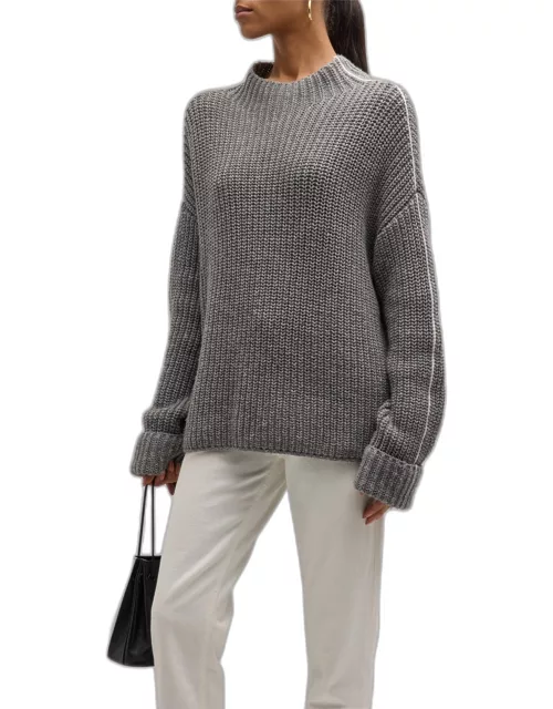 Merino Wool Blend Chunky Rib Sweater