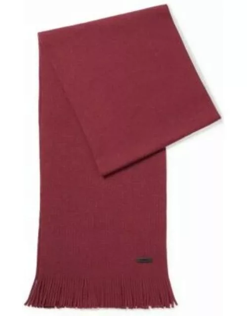 Raschel-knit scarf in wool- Dark Red Men's Scarve