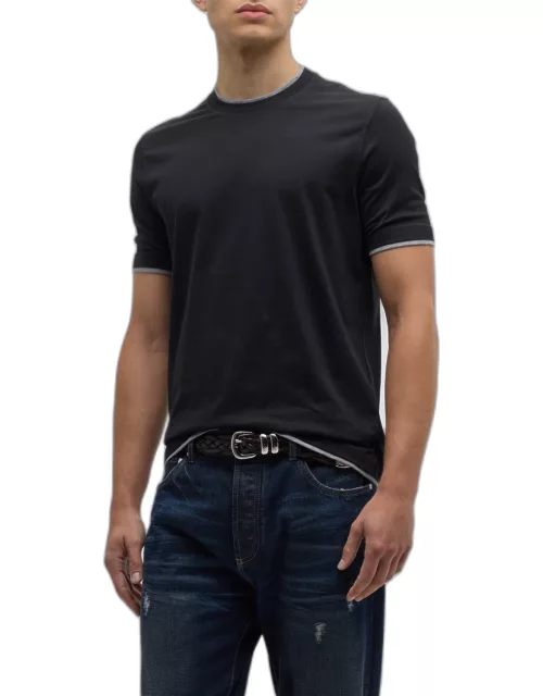 Men's Crewneck T-Shirt with Faux-Layering