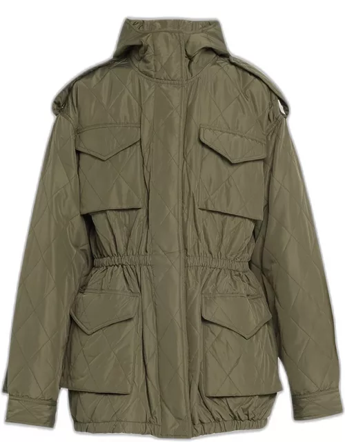 Quilted Hooded Cargo Jacket