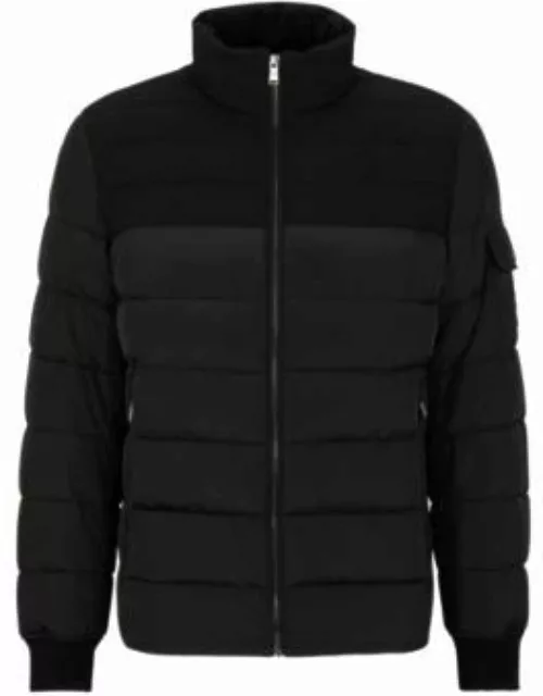 Water-repellent padded jacket with zip closure- Black Men's Casual Jacket