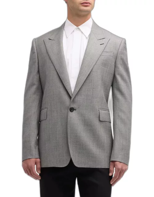 Men's Single-Breasted Wool Sharkskin Sport Coat
