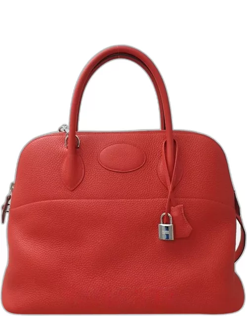 Hermes Red Clemence Leather Bolide 35 Satchel Bag