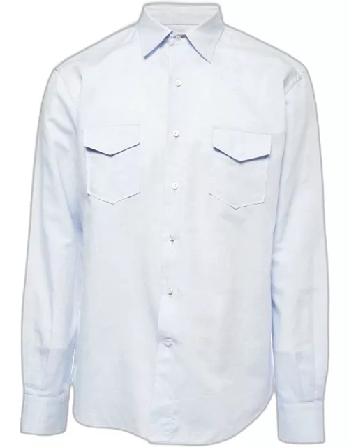 Loro Piana Light Blue Cotton & Linen Buttoned Shirt
