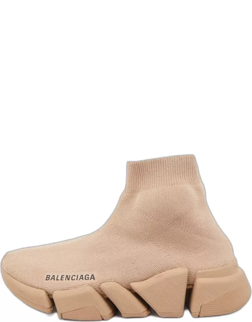 Balenciaga Brown Knit Fabric Speed Sneaker