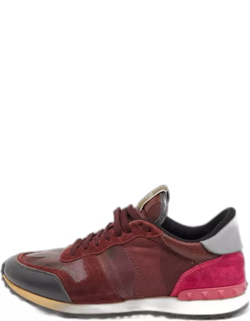 Valentino Multicolor Leather and Suede Rockstud Sneaker