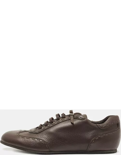Fendi Brown Leather Lace Up Lace Up Sneaker
