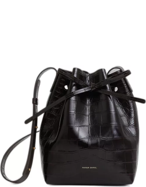 Mini Croc-Embossed Bucket Bag